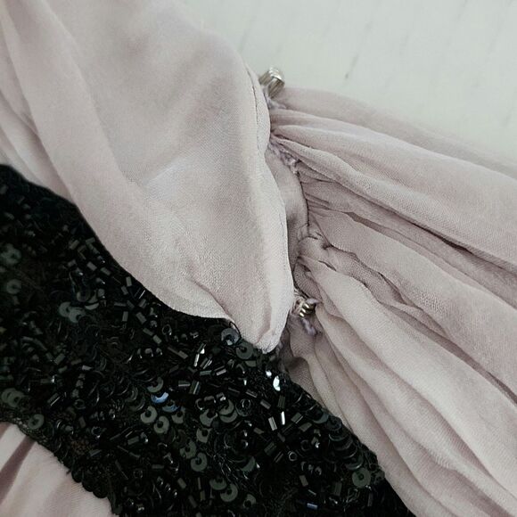 Marchesa Notte Womens Strapless Evening Dress Mauve Chiffon Asymmetric **FLAWS** - Picture 9 of 16